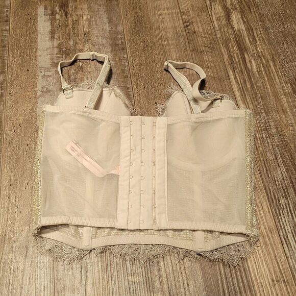 Victorias Secret 32C Dream Angels Lined Strapless Longline Bra Bustier Silver - Picture 4 of 6